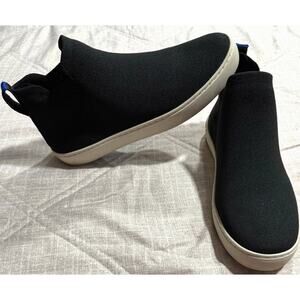 Rothys The Chelsea High Top Knit Ankle Boot Slip On Sneakers Womens Size 9 Black